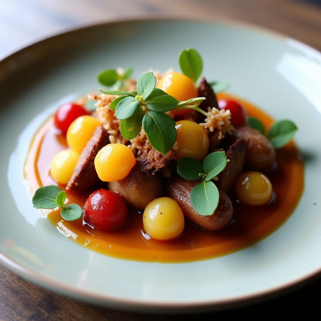 An elegantly plated dish at a fine dining restaurant in Adelaide